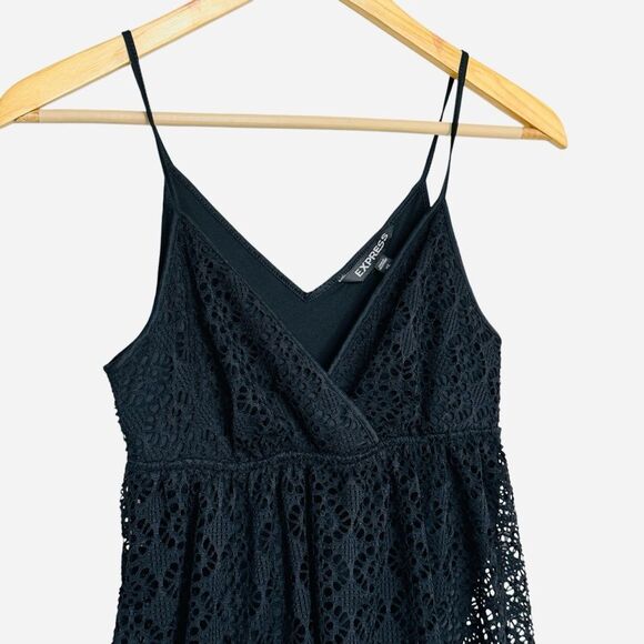 Express Cocktail Party Dress XS Spaghetti Strap V-Neck  Eyelet Lace Sun Dress - Picture 3 of 9